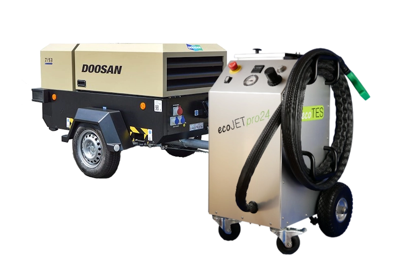 ecoJET PRO24 Kompressor-Set ecoJET PRO24 mit mobilem Doosan-Kompressor als Kompaktset für den Einsatz vor Ort