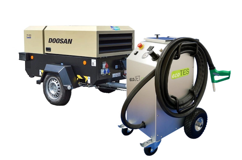 ecoJET PRO58 Kompressor-Set ecoJET PRO58 mit mobilem Doosan-Kompressor als Kompaktset für den Einsatz vor Ort