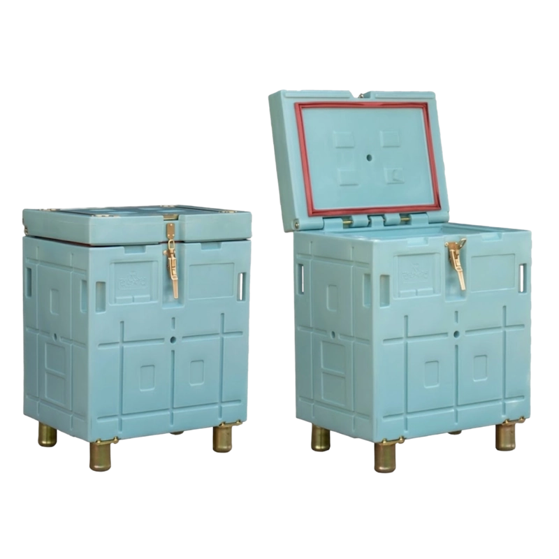ecoBOX 150 ecoTES Trockeneisbox ecoBOX 150 Liter, geschlossen und geöffnet