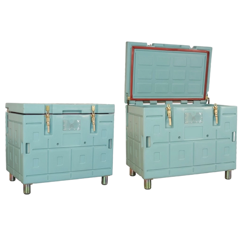ecoBOX 420 ecoTES Trockeneisbox ecoBOX 420 Liter, geschlossen und geöffnet